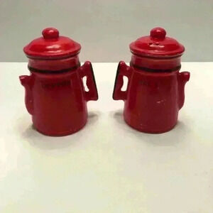 Vintage ArtMark Red Coffee Pot Salt and Pepper